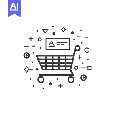 Shopping Cart Icon with Geometric Design Elements