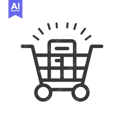 Aset desain premium: Shopping Cart Icon with Smartphone Inside and Shining Light Above