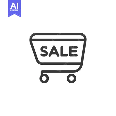 Aset premium populer: Shopping Cart Icon with the Word Sale Inside