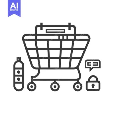 Aset desain premium: Shopping Cart with Credit Card, Secure Payment and Chat Bubble Icon