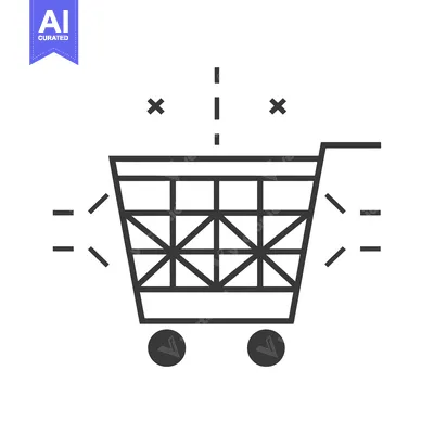 Shopping Cart with Dashed Line and X Marks