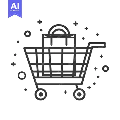 Aset desain premium: Shopping Cart with Paper Bag and Decorative Elements