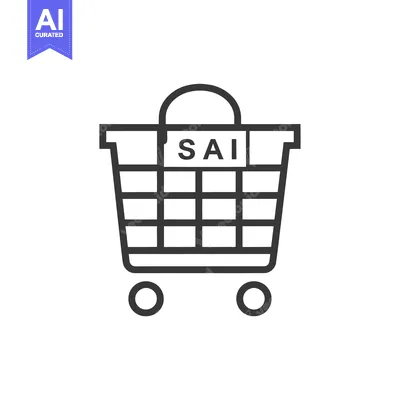 Aset desain premium: Shopping Cart with "SAI" Label Icon