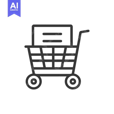 Aset desain premium: Shopping Cart with Three Horizontal Lines Icon