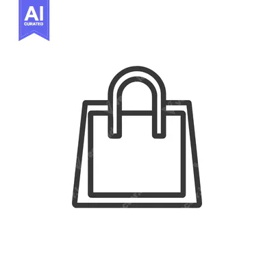 Aset desain premium: Minimalist Shopping Bag Icon: Clean Line Art for Retail and Commerce D