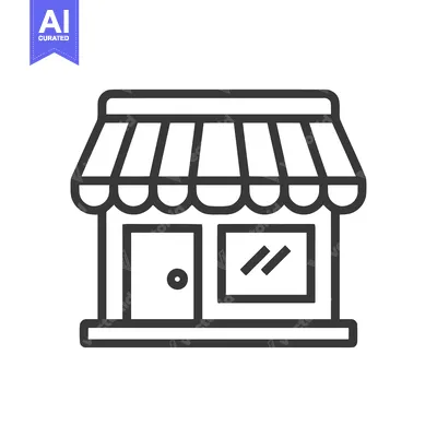 Popular premium asset: Minimalist Storefront Icon: Simple Line Art of a Shop with Awning and