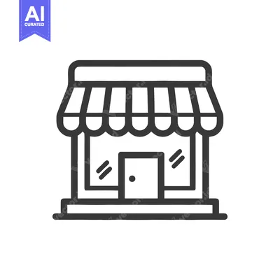 Minimalist Storefront Icon with Awning and Doorway Design