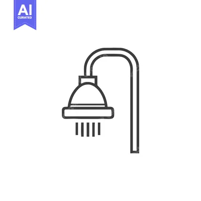 Premium design asset: Minimalist Shower Head Icon with Water Stream Illustration