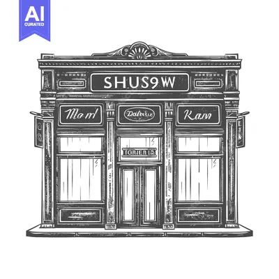 Aset desain premium: An illustrative depiction of a vintage building facade architecture