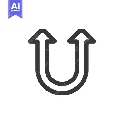 Bold U-Turn Arrow Icon: Upward Direction, Modern Design, Vector Illust