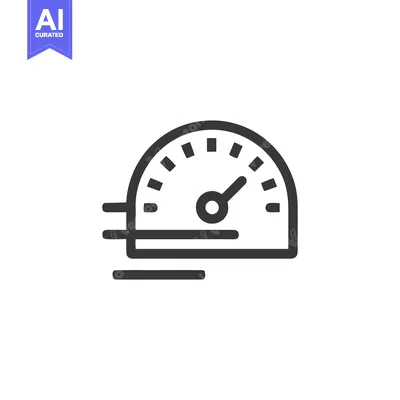 Aset premium populer: Speedometer Icon with Motion Lines, Minimalist Design, Black on White