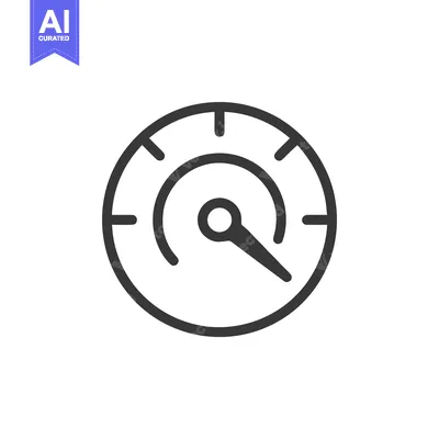 Minimalist Speedometer Icon: Clean Line Art on White Background