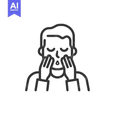 Man Massaging Face: Simple Line Art for Skincare Routine