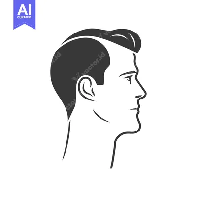 Aset desain premium: Side Profile Illustration of a Man's Head with Short Hair