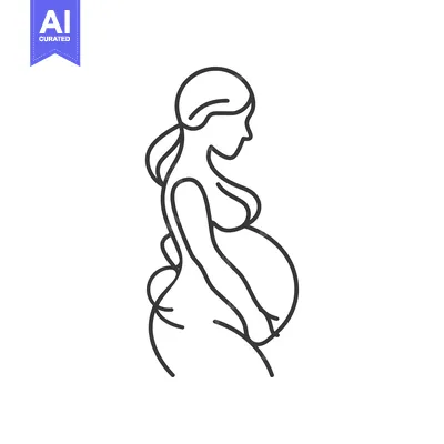 Premium design asset: Side profile line drawing of a pregnant woman