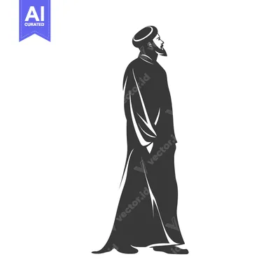 Aset premium populer: Side Profile of a Bearded Man in Traditional Islamic Clothing