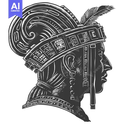 Aset desain premium: Side Profile of a Native American in Headdress