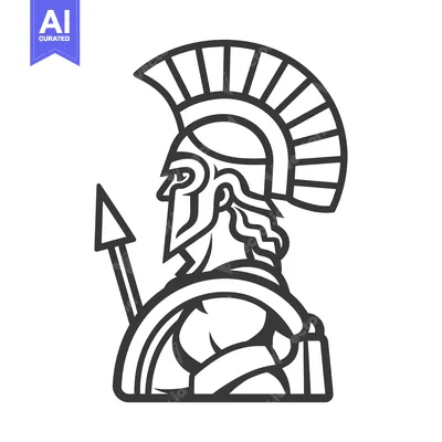 Aset premium populer: Side Profile of a Spartan Warrior with Helmet and Spear