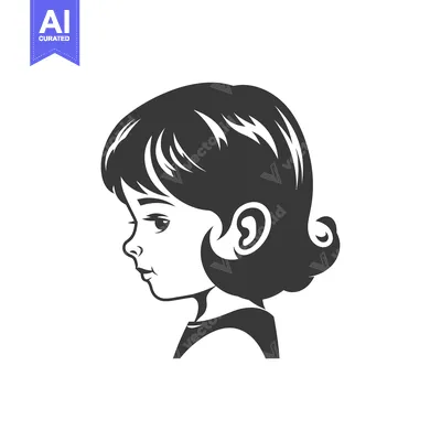 Aset premium populer: Side Profile of a Young Girl with Short Hair