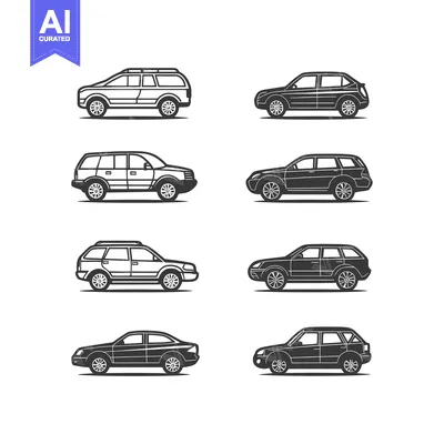 Aset premium populer: Side View Illustrations of Six Different Car Models