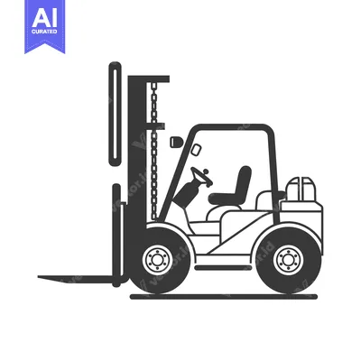 Side View of a Black and White Forklift
