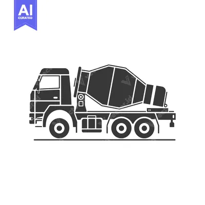 Side View of a Concrete Mixer Truck Silhouette