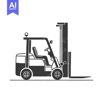 Side View of a Forklift with a Driver in the Seat