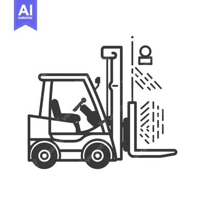 Side View of a Forklift with Raised Forks