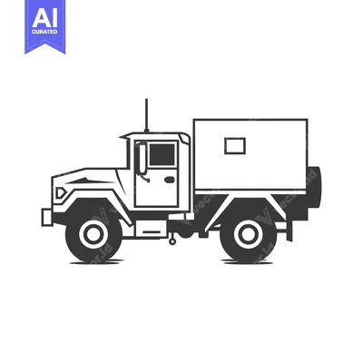 Side View of a Military Truck with a Cargo Bed