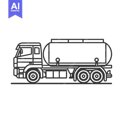 Aset desain premium: Side View of a Tanker Truck with a Large Fuel Tank