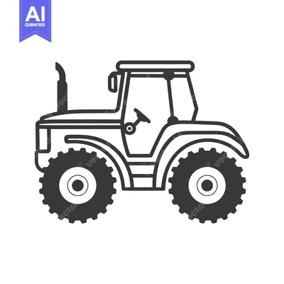 Aset premium populer: Side View Outline of a Tractor with Large Wheels