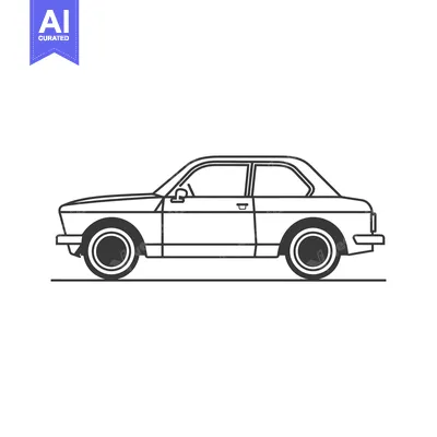 Side View Outline of a Vintage Compact Car