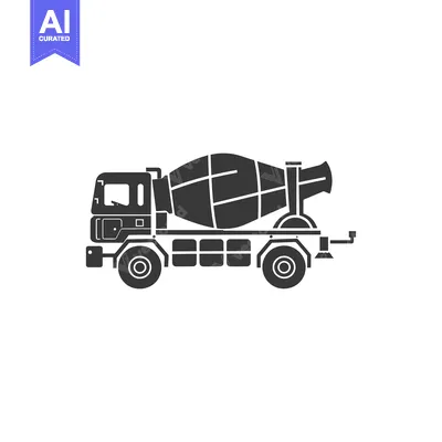 Side View Silhouette of a Cement Mixer Truck