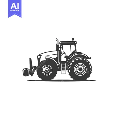 Aset premium populer: Side View Silhouette of a Farm Tractor with a Chainsaw Attachment
