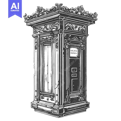 An ornate vintage architectural structure featuring detailed carvings