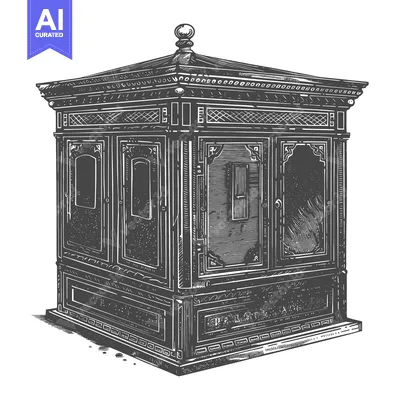An ornate vintage architectural structure depicted through detailed en