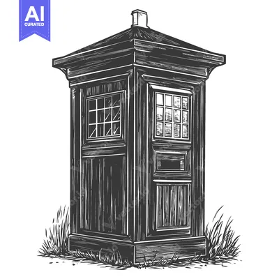 Aset desain premium: A detailed illustration of a tall wooden structure with windows