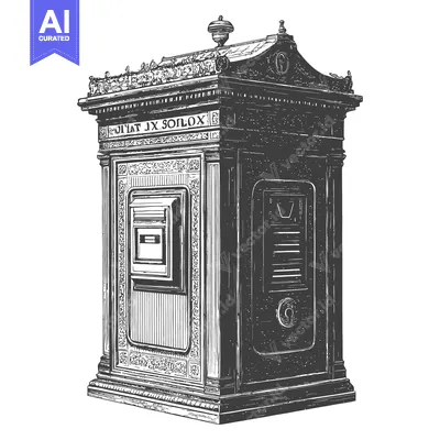 An ornate classical style postal box telephone booth illustration