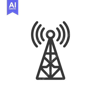 Minimalist Icon of a Communication Tower with Signal Waves