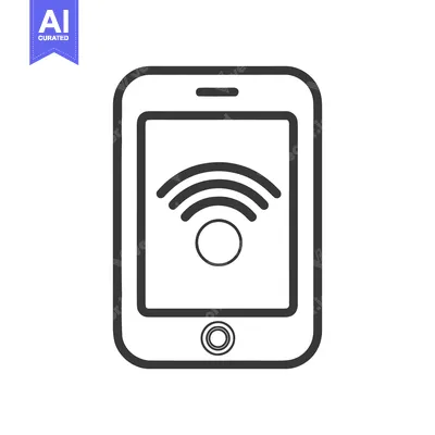 Premium design asset: Minimalist Smartphone Icon with WiFi Symbol in Black and White Outline