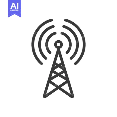 Minimalist Icon of a Communication Tower with Signal Waves