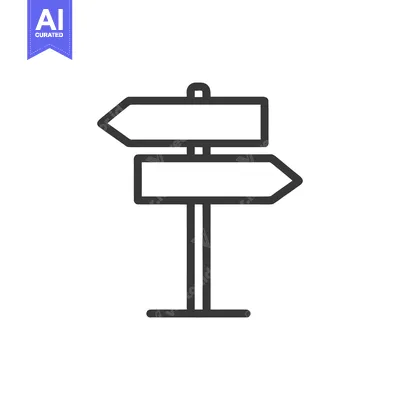 Minimalist Directional Signpost Icon with Two Arrows on White Backgrou