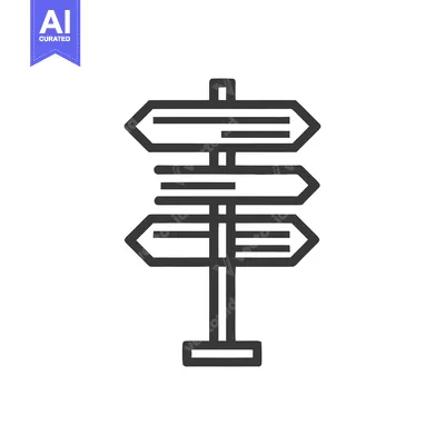Premium design asset: Minimalist Directional Signpost Icon: Black Outline on White Backgroun