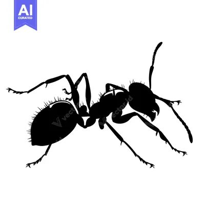 Black Silhouette of an Ant with Six Legs