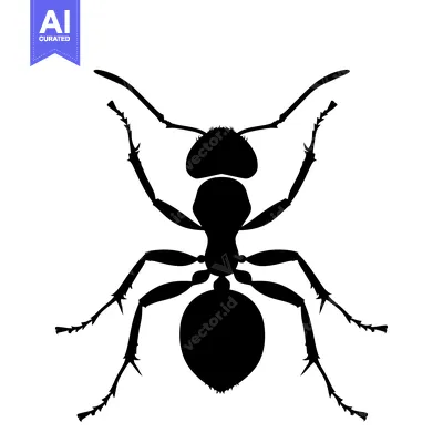 Aset desain premium: Black Silhouette of an Ant with Spiky Legs