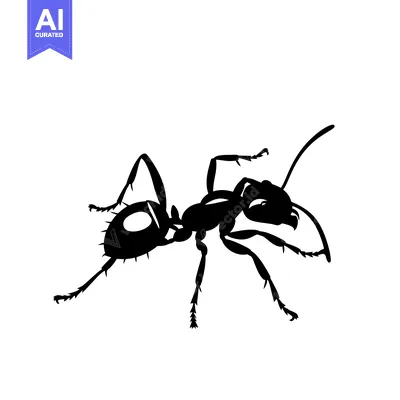 Black Silhouette of an Ant with Spiky Legs and Antennae