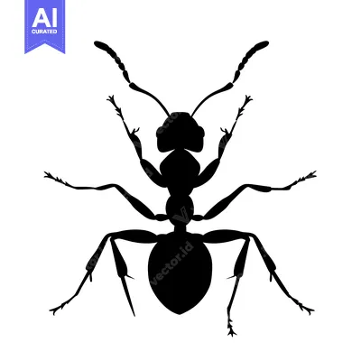 Aset desain premium: Black Silhouette of an Ant with Six Legs