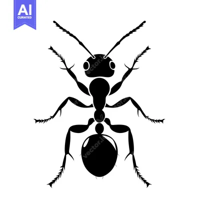 Popular premium asset: Black and white silhouette of an ant viewed from above