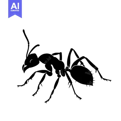 Black Silhouette of an Ant with Detailed Anatomy