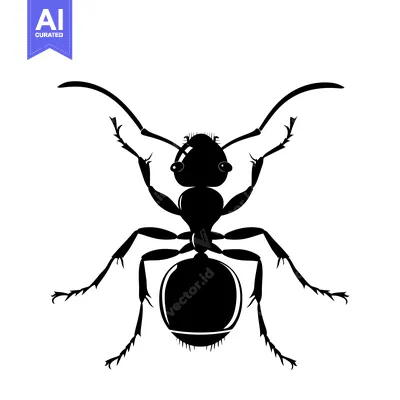 Aset premium populer: Black and White Silhouette of an Ant in Profile